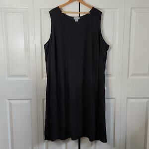 Catherines Womens Black Dress Size 30W Accordian Overlay Midi Neutral Pleated